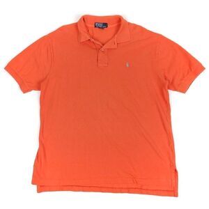 POLO Ralph Lauren Short Sleeve Casual Preppy Tennis Golf Shirt Men Large Orange